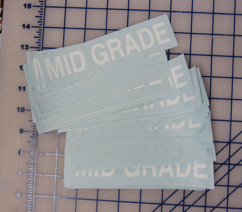 Cut Vinyl Gas Station Labels