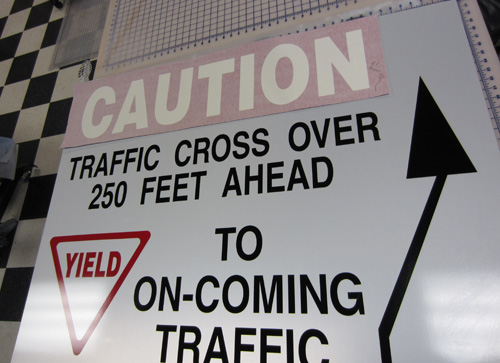 Caution Traffic Crossover Vinyl Sign Layout 