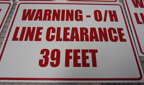 Warning line clearance aluminum sign for Freeport