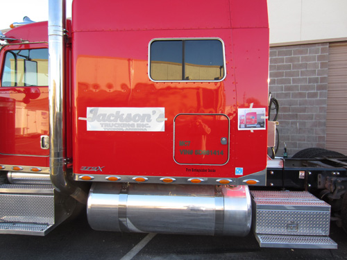Jackson's Trucking Truck Decals Install During