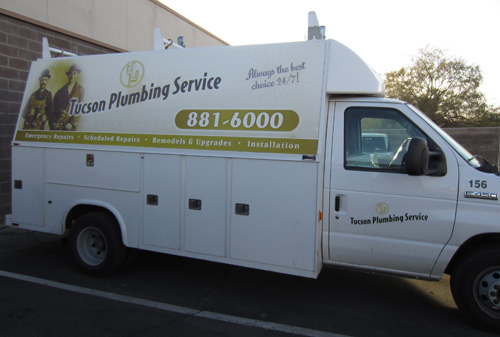 Tucson Plumbing Truck Before Vinyl Removal