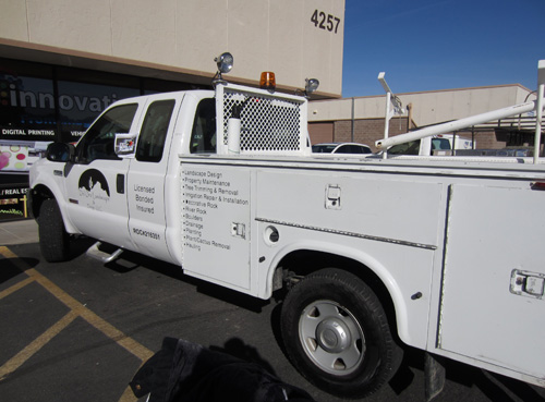 Del Oro Landscaping Truck Vinyl During Install