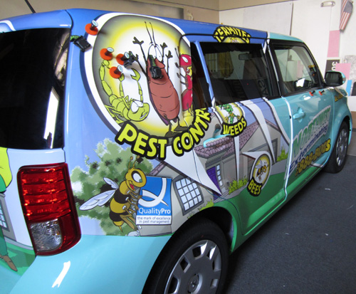 NW Exterminating Scion vehicle wrap