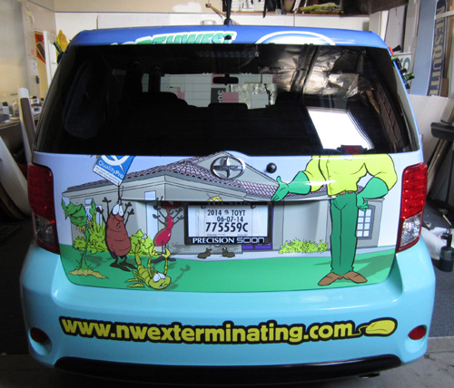 NW Exterminating Scion vehicle wrap