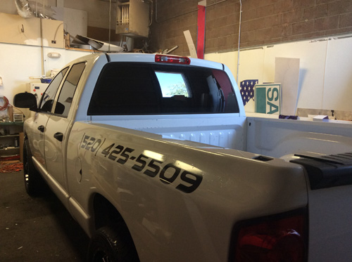 Turf Truck Installation. Tucson Vehicle Wraps