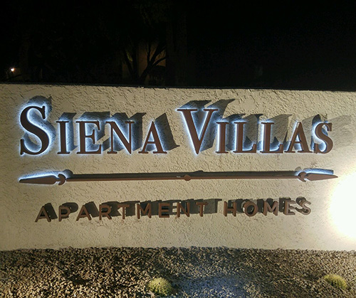 Lighted apartment sign Tucson