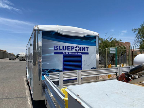 Blue Point Pool Service Trailer Wrap Tucson