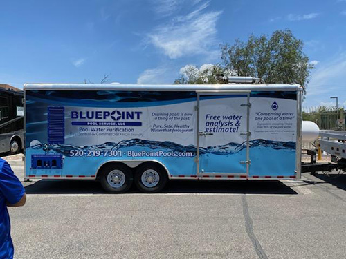Blue Point Pool Service Trailer Wrap Tucson